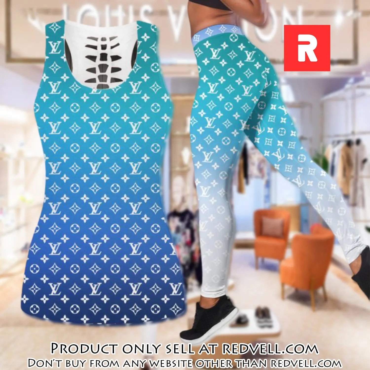 Louis vuitton gradient tank top leggings set luxury brand lv for women yoga gym rv4820967